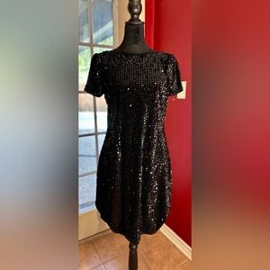 White House Black Market Black Sequin Chem, Style 570275634, Small, NWT